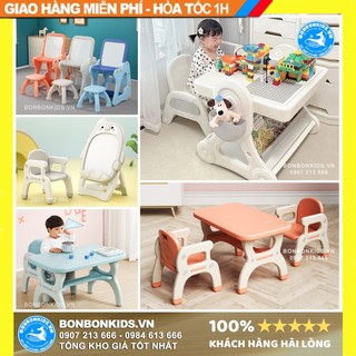 [LINK HỎA TỐC HN] Bảng vẽ gấp gọn 2in1 Newber - Bàn ghế nhựa cho bé - bộ bàn ghế xếp Lego , Bảng vẽ chim cánh cụt 2024