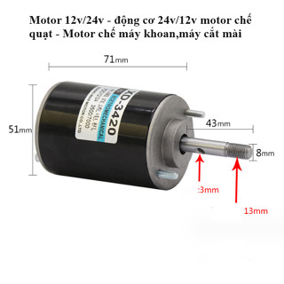 Motor 12v/24v - động cơ 24v/12v chế máy bơm làm quạt điện siêu êm - Motor chế máy khoan,máy cắt mài