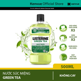  Nước Súc Miệng Ngừa Sâu Răng Vị Trà Xanh Không Cay Listerine Natural Green Tea 500ml