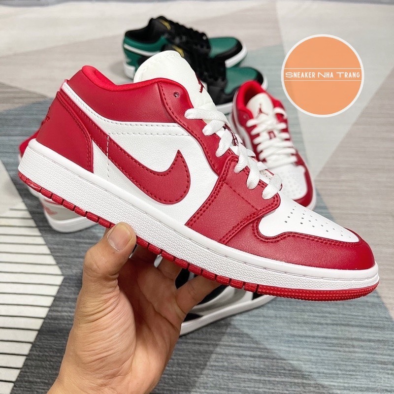 Giày thể thao Sneaker nam nữ Jordan 1 Low trắng đỏ cực hot, JD 1 Low Gym Red White Cổ Thấp Full BOX+BILL