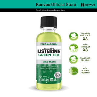  Nước súc miệng ngừa sâu răng vị trà xanh không cay Listerine Natural Green Tea - Dung tích 100ml