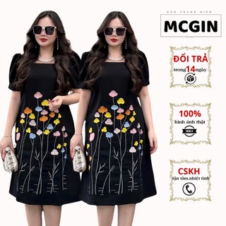 Đầm thiết kế Bigsize MCGIN tặng mẹ, đầm thêu chân bông tay phồng Amy CG014 kiểu dáng sang trọng,đầm đi tiệc cho mẹ