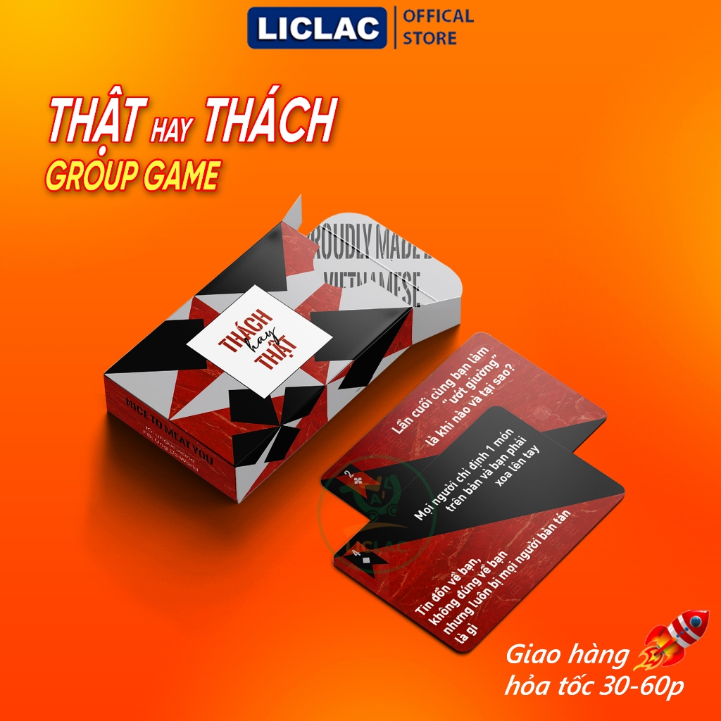 Bộ bài Truth Or Dare Thật hay Thách với 52 lá sự thật hay thử thách,Drinking Game chơi cùng nhóm bạn