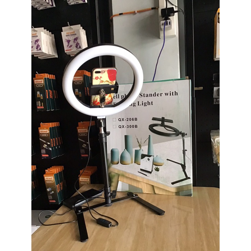 Đèn chụp ảnh sản phẩm Livestream để bàn có kẹp điện thoại size 26cm
