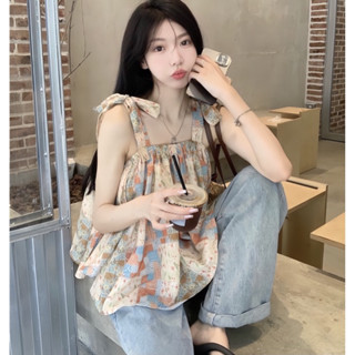 Áo BaBy Doll Form Rộng, Hai Dây Thắt Nơ Vintage