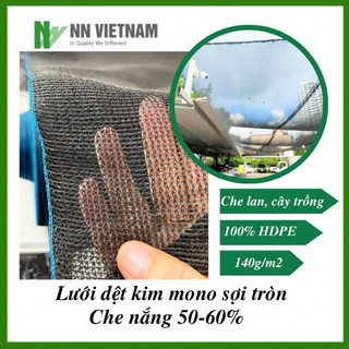 Lưới dệt kim mono sợi tròn ☀️CHÍNH HÃNG☀️ dùng che vườn lan, cây trồng, vườn ươm - Đen, khổ ngang 4m