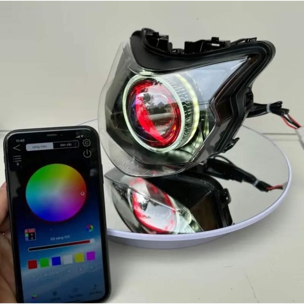 Đèn pha vision Độ bi cầu M10v4 srmat light và E11+ bi cầu Đổi màu qua app- vòng 3d trắng bảo hành 12 tháng