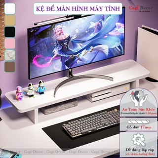 Kệ Để Màn Hình Máy Tính Decor Bàn Làm Việc Đường Nét Bo Cong Thẩm Mỹ KVT-04