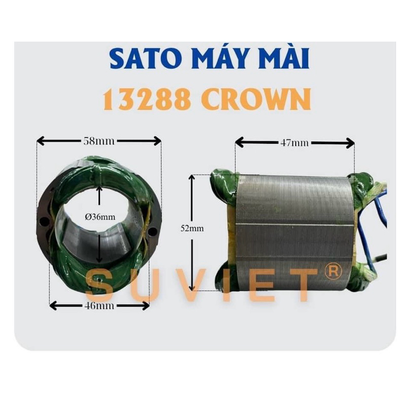 Than máy mài Crown 13288 13290 , roto 13288 13290 , đầu nhôm 13288 ,13290 , trục mài 13288 13290