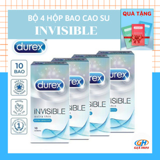 Combo 4 hộp bao cao su Durex Invisible Extra Thin Extra Lubricated 10bao mỏng vô hình,tình thăng hoa