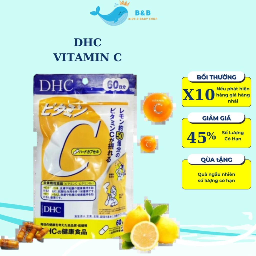 Vitamin, DHC Vitamin C Nội Địa Nhật Túi 60 Ngày Tăng Sức Đề Kháng Chống