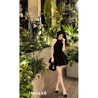 Váy Cổ Yếm Dáng Xoè Lụa Nơ