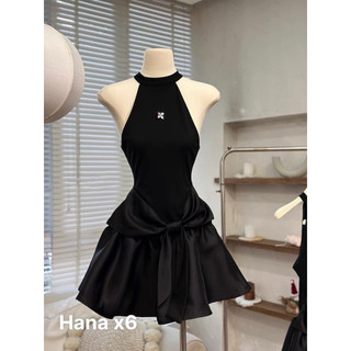Váy Cổ Yếm Dáng Xoè Lụa Nơ