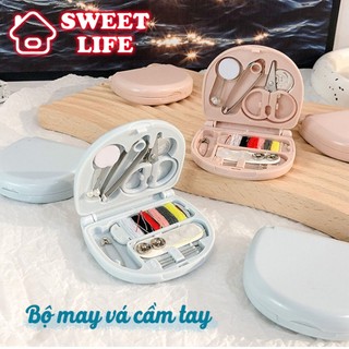 Bộ dụng cụ may vá cầm tay, Hộp kim chỉ may vá nhỏ gọn tiện lợi cho hộ gia đình mang theo du lịch