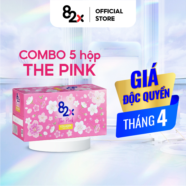 Combo 5 Hộp  - 82X The Pink Collagen 1000mg Collagen, Vitamin C và Khoáng Chất Đến Từ Nhật Bản (100ml/chai)