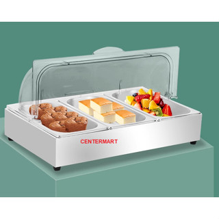 Bộ khay trưng bày đồ ăn tiệc buffet bánh ngọt trái cây hải sản dimsum sushi nắp PC trong suốt kèm khung đế inox