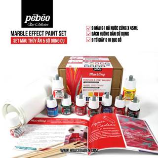 Set 6 | 10 màu thủy ấn marbling pebeo tại họa cụ da đen
