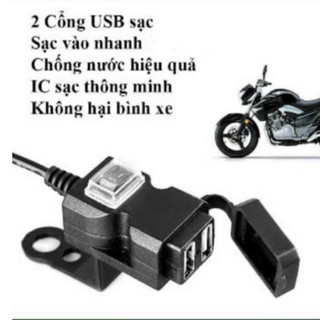 Bộ sạc xe máy 2 cổng usb chống nước