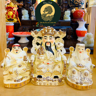 Tượng thờ thần tài thổ địa rồng việt, tượng ông thần phát màu vàng ngà cao cấp