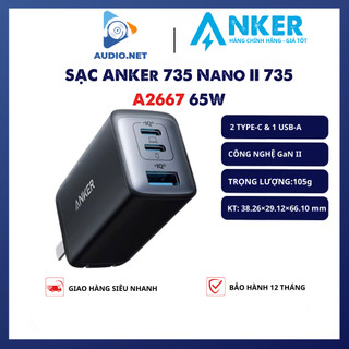 Củ sạc nhanh anker 735 hiệu suất 65w anker powerport iii gan a2667 - 2 cổng type c và 1 usb a chân gập đa dạng