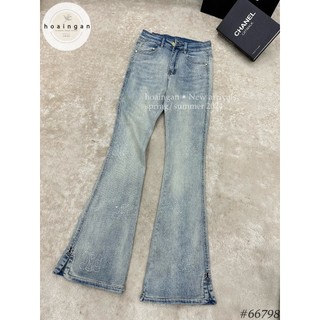Quần jean ống loe denim quần bò thêu celine đính đá QCL1 66798 QD0074