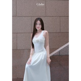 Coshe Amandy Dress Đầm Hai Dây Đính Hoa Chất Vải Thun Ướt Dáng Dài CS27