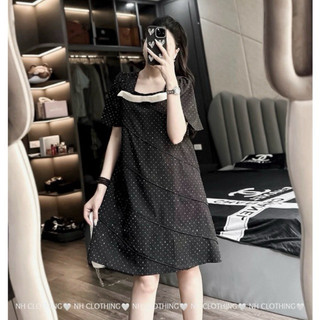 Váy cổ vuông đá nơ cổ sm