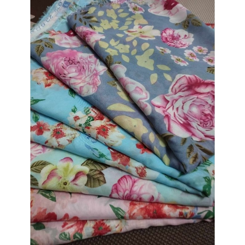 Vải voan hoa may váy áo