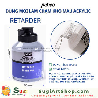 Dung môi pha loãng màu và làm chậm khô màu Acrylic , Thinner / Retarder Pebeo 500ml
