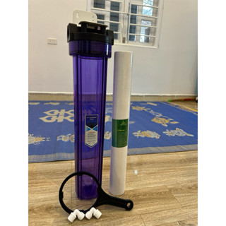 (FREESHIP)bộ lọc chặn đầu nguồn 20inch, bộ cốc lọc thô phi 21,27 với đầy đủ phụ kiện lõi lọc,tay mở cốc lọc, co cút