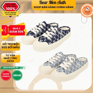 Giày đạp gót mlb playball mule mono denim new york yankees 32shsd111 màu xanh nhạt và xanh đậm