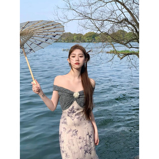 Đầm trễ vai hoa đuôi cá xoè qccc