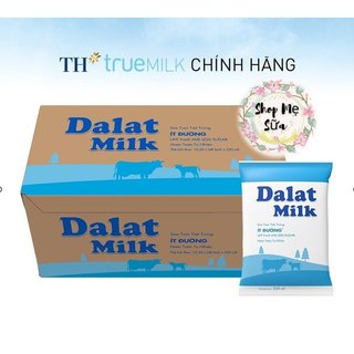  Hàng chính hãng Sữa tươi tiệt trùng Đà Lạt Milk ít đường - Nguyên chất  220ml x 48 bịch 
