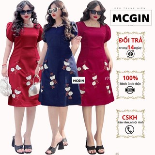Đầm Trung Niên Cao Cấp [Miu021] BIGSIZE - Thiết kế trẻ trung sang trọng chất liệu dày dặn thoáng mát, thêu hoa xinh