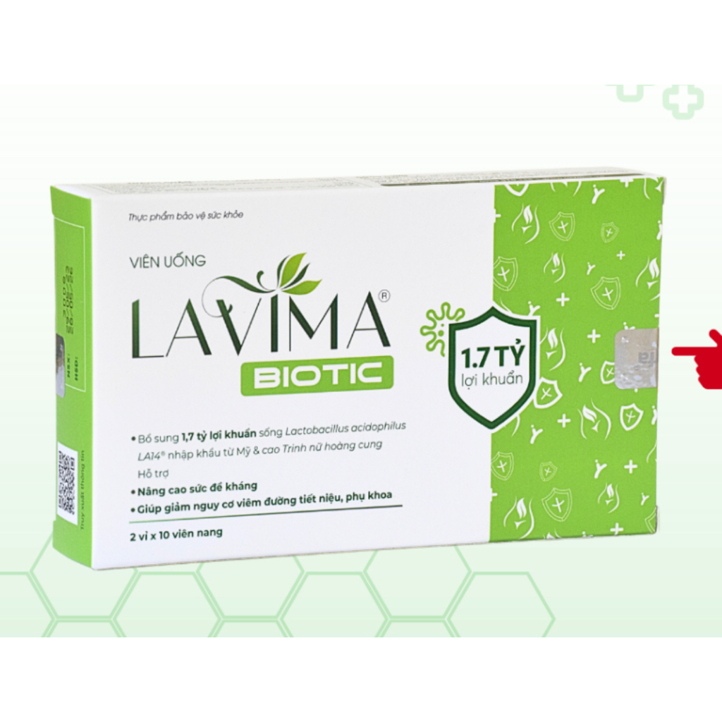 Lavima Viên uống LAVIMA BIOTIC Men Vi Sinh Vùng Kín, Giảm Khí Hư, ngứa, Ngăn Ngừa Tái Phát 20v - Che tên sp