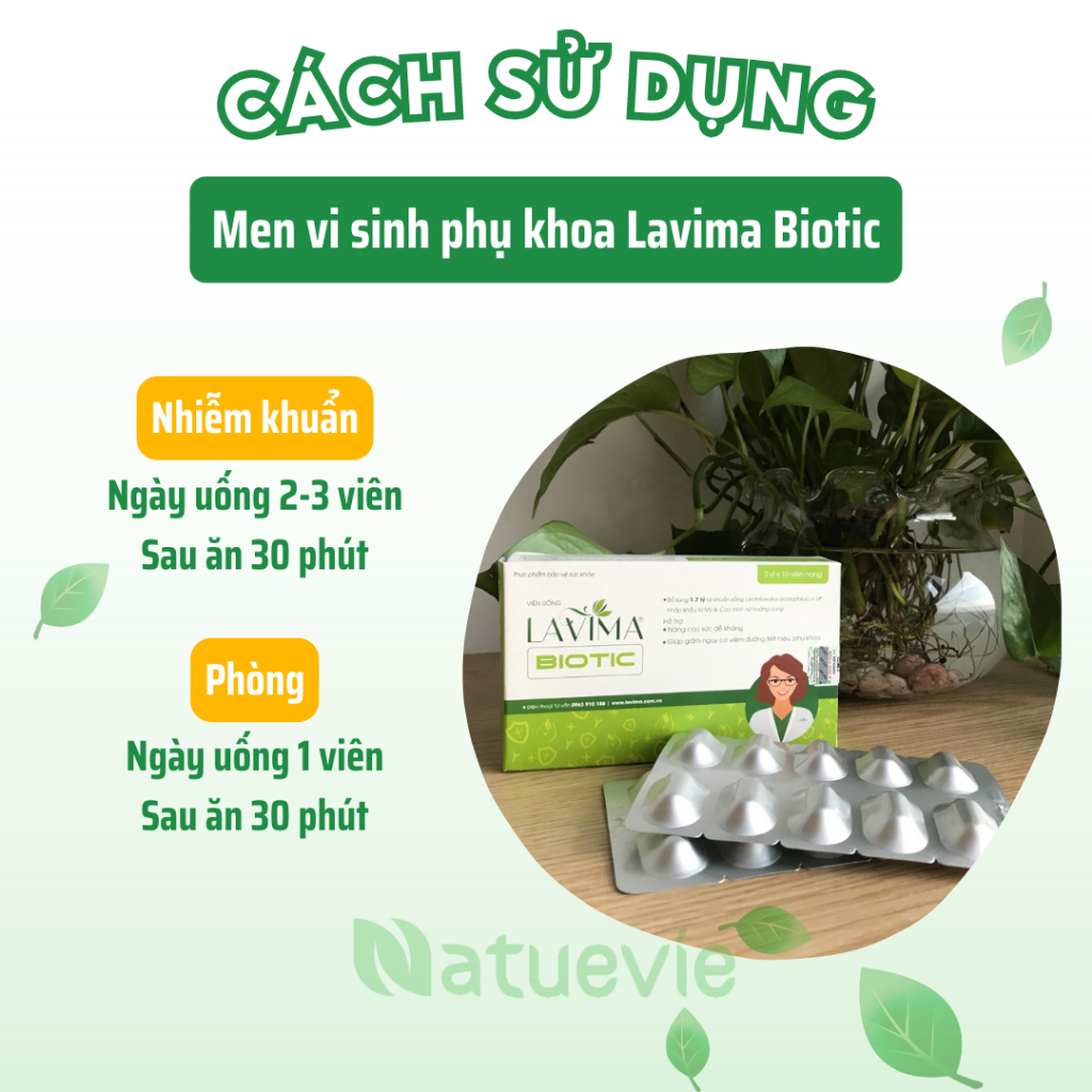 Lavima Viên uống LAVIMA BIOTIC Men Vi Sinh Vùng Kín, Giảm Khí Hư, ngứa, Ngăn Ngừa Tái Phát 20v - Che tên sp