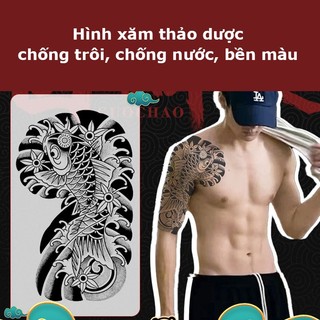 Hình xăm tay cá chép bả vai BJ-003, miếng dán hình xăm 24h lên hình cực đẹp