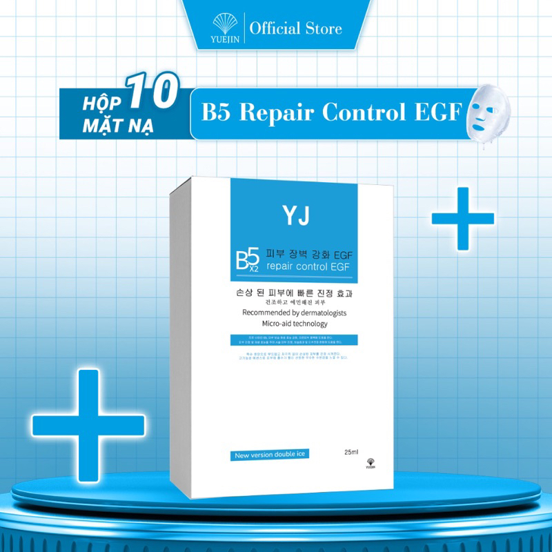 Mặt nạ Yuejin hàn quốc B5x2 Repair Control EGF (Trắng) (bản mới có hộp) cấp ẩm, phục hồi làm dịu da