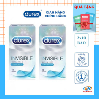 Combo 2 hộp bao cao su Durex Invisible Extra Thin Extra Lubricated 10 bao mỏng vô hình
