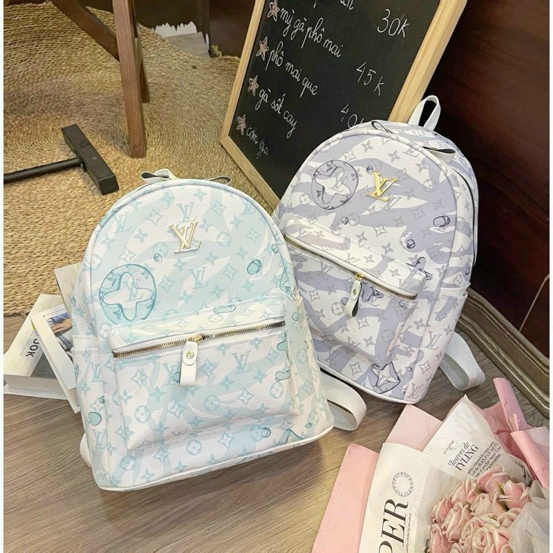 balo to, balo đi học đi làm họa tiết Lv loang vân mây size 40 da năng tiện dụng cho nam và nữ