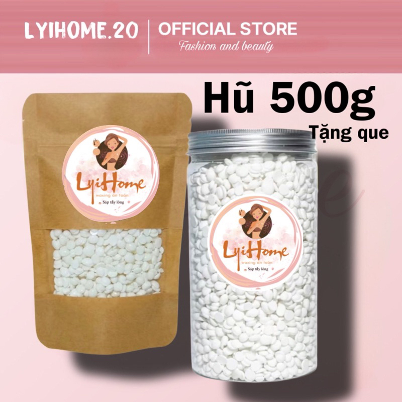 [CHE TÊN] Hũ 500g sáp wax lông sữa dừa cao cấp, kèm que phết wax các vùng lông nách bikini dùng cho 