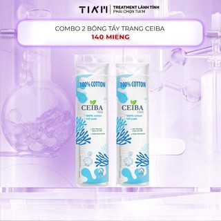 Combo 2 Bông Tẩy Trang Tia'm Ceiba 100% Cotton Siêu Tiết Kiệm Dung Dịch