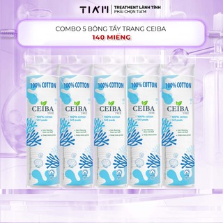 Combo 5 Bông Tẩy Trang Tia'm Ceiba 100% Cotton Siêu Tiết Kiệm Dung Dịch