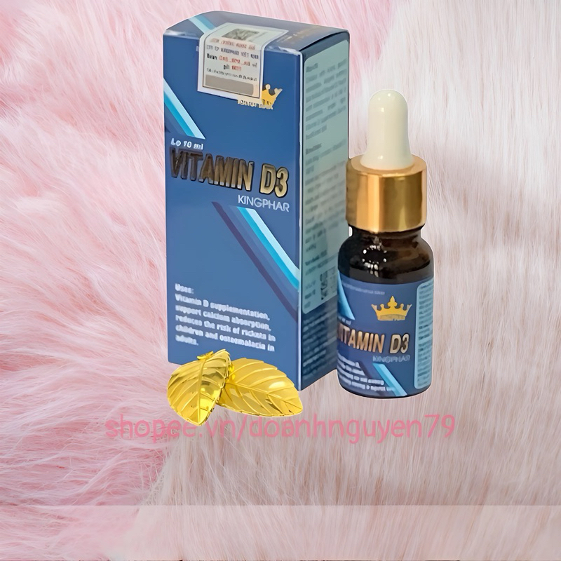 VITAMIN  D3 giọt  Kingphar Chai 10 ML - Bổ sung Vitamin D3 , Tăng Hấp Thụ Canxi