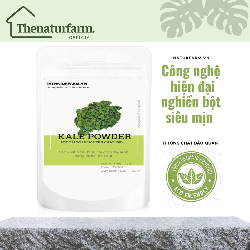 Bột cải kale organic sấy lạnh siêu mịn Naturfarm [ Bột pha uống giúp đẹp da, detox, giảm cân ]