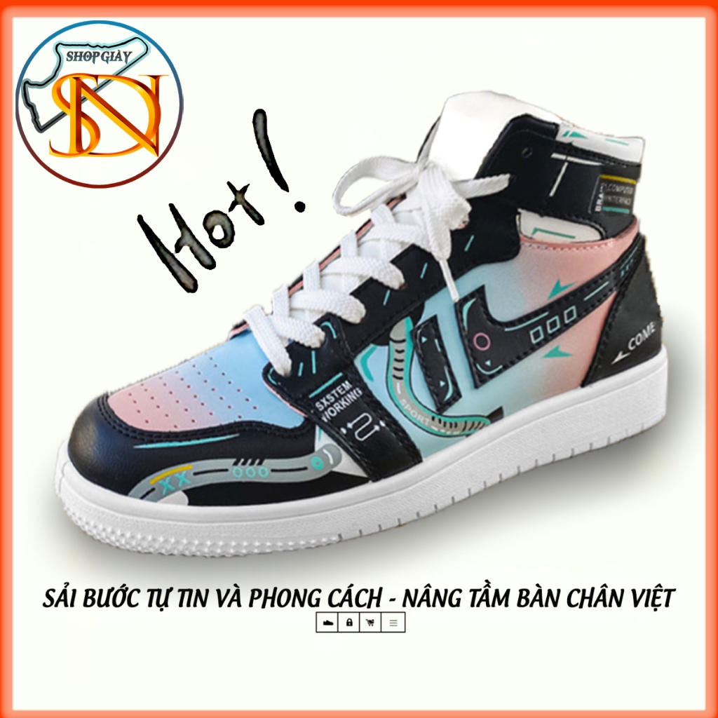Giày thể thao nam nữ, giày sneaker thời trang cao cổ DSN 007, giày unisex, kiểu dáng hiện đại