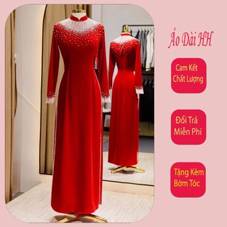Áo dài mẹ cô dâu, áo dài bà sui đính kết sang trọng hh40