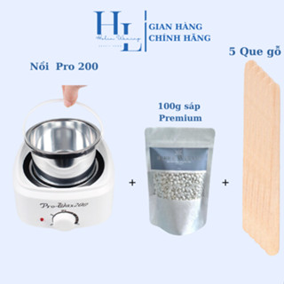 [CHE TÊN] Combo 100gr Sáp Sữa Dừa Premium + Nồi Nấu Sáp Wax Lông Chống Dính Mini  và WAXING Tặng Que