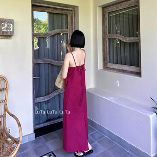 ĐẦM MAXI 2S NÚT BỌC CỘT NƠ SAU