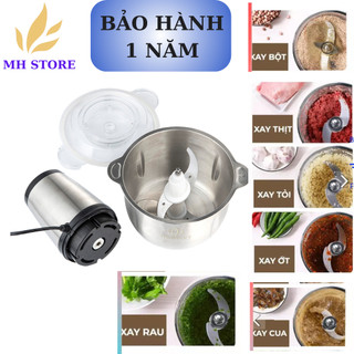 [ HÀNG XỊN ] Máy Xay Thịt - Cối Xay Thịt Inox Đa Năng - Dao 4 Lưỡi - Máy Xay Rau Củ Dung Tích 2 lít công suất 250w